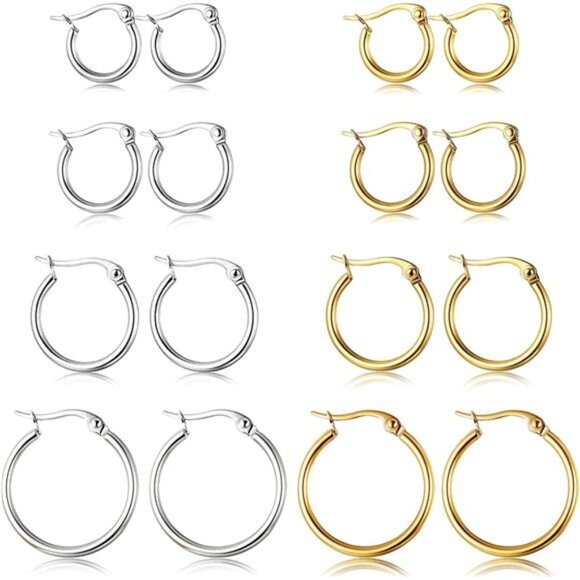 Stainless Steel Hoop Earrings Set Cute Huggie Earrings for